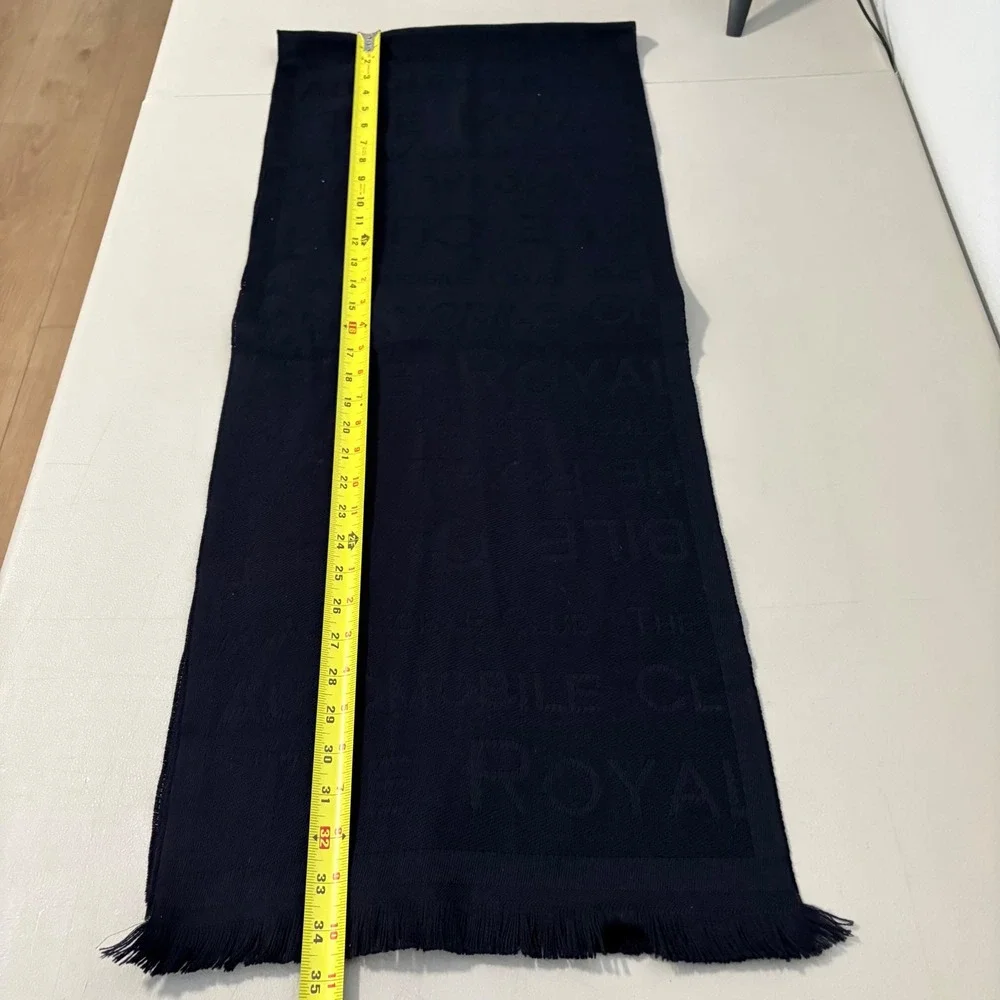 The Royal Automobile Club Scarf Navy Blue 100% Wool Jacquard Made in Italy Light